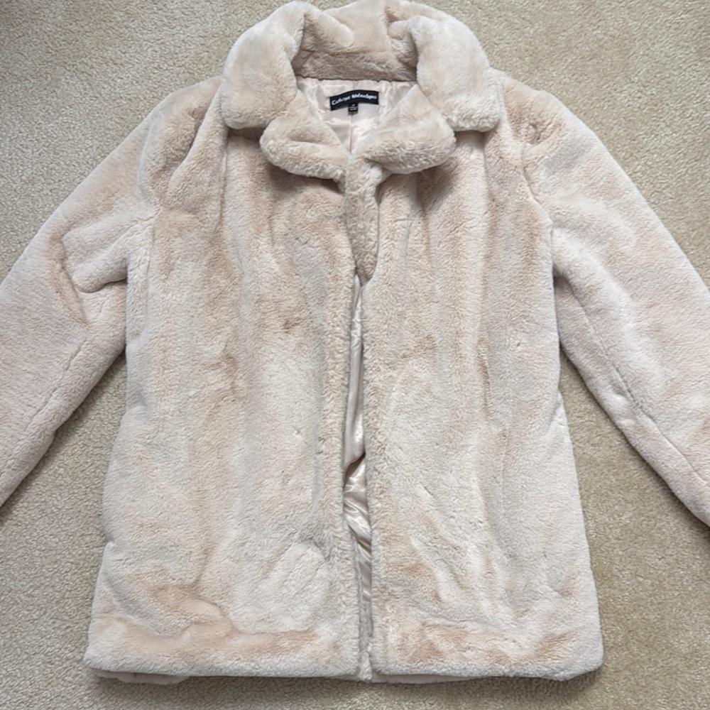 Women's Beige Faux Fur Jacket